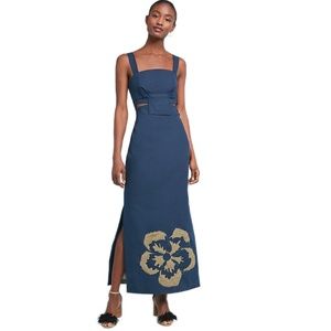 Anthropologie Sissa Maui Maxi Cutout Navy Dress